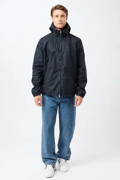 LangerChen LangerChen Outdoorjacke kurz aus beschichtetem Leinen (Navy)