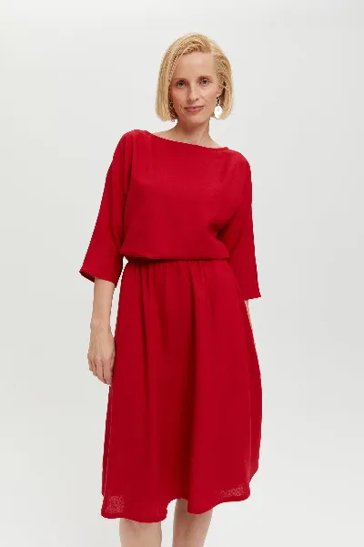 AYANI AYANI Damen vegan Kleid Nane Langärmelig Scharlach
