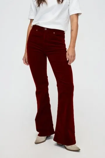 Kuyichi Kuyichi Damen vegan Jeans Flare Lisette Corduroy Bordeaux