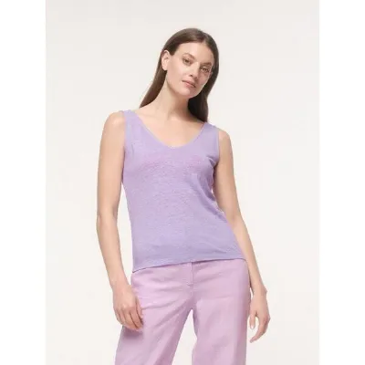 LANIUS LANIUS Tanktop mit V-Ausschnitt aus Bio-Leinen