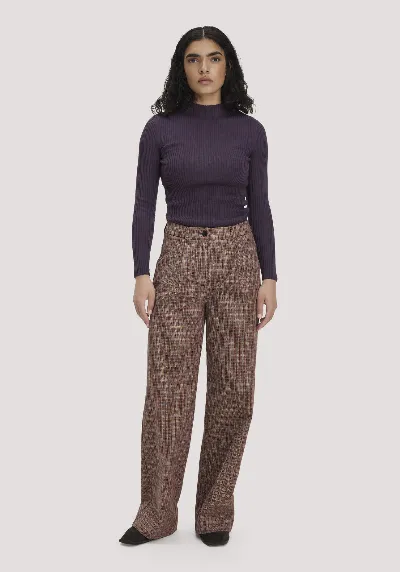 hessnatur hessnatur Damen Tweed-Hose Wide Leg Relaxed aus Bio-Baumwolle - rot