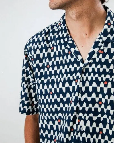 Brava Fabrics Brava Fabrics Sunset Aloha Shirt Navy