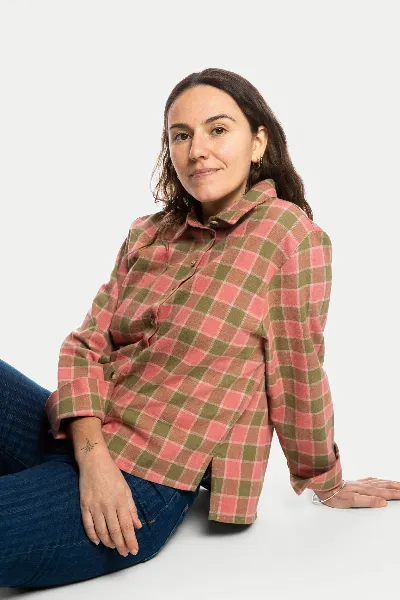 MATONA MATONA Damen vegan Weites Flanellhemd Mit Küstenkaromuster