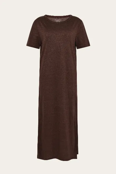 KnowledgeCotton Apparel KnowledgeCotton Apparel Damen vegan T-Shirt Kleid Leinen Shaved Chocolate