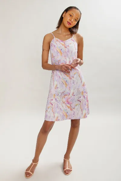 MAHLA MAHLA Damen vegan Slip Kleid Regenbogen Marmor