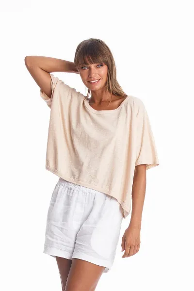 RAVENS VIEW IBIZA RAVENS VIEW IBIZA Damen vegan Top Square Sand