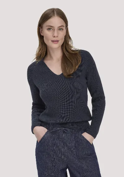 hessnatur hessnatur Damen Strick Pullover Regular aus Bio-Baumwolle - blau