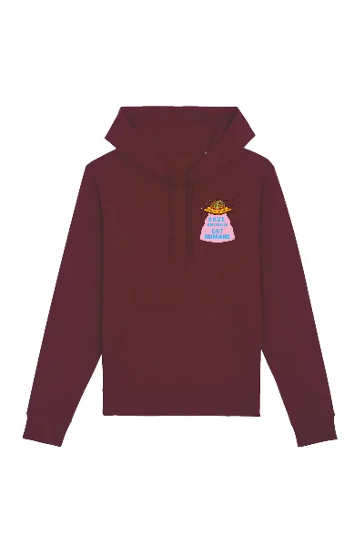 Oat Milk Club Oat Milk Club Damen vegan Hoodie Save Animals Eat Humans Unisex Maroon