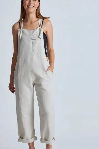 Flax and Loom Flax and Loom Damen vegan Latzhose Leinen Mary Lou Natürlich