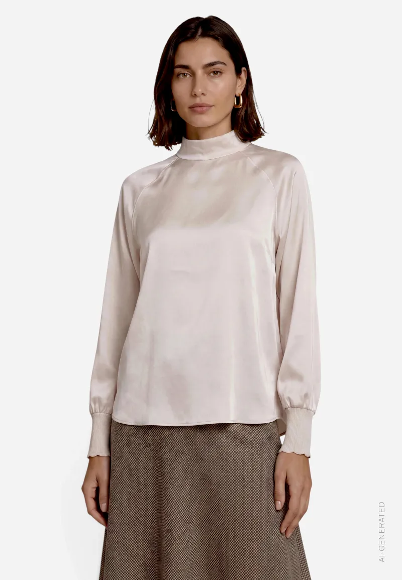 zero Satin-Bluse mit Kragen