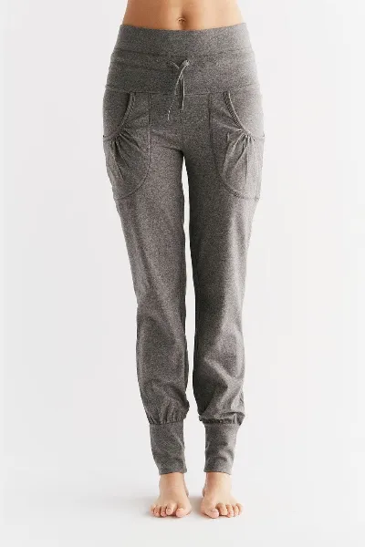 Leela Cotton Leela Cotton Damen vegan Yogahose Mit Umgeschlagenem Bund Anthrazit Melange/