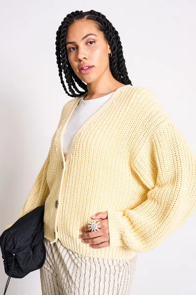 JAN N JUNE JAN 'N JUNE Damen vegan Strickjacke Lena Gelb
