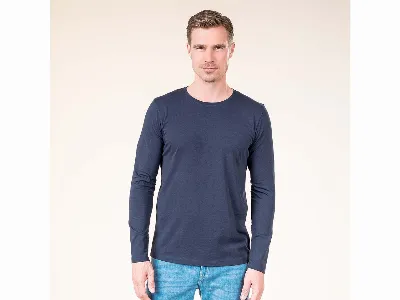 Living Crafts Living Crafts Bio-Herren-Langarmshirt TERIK mit Rundhalsausschnitt, ink blue,