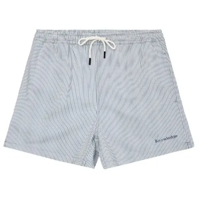 KnowledgeCotton Apparel KnowledgeCotton Apparel - Mid-Thigh Stripe Seersucker Swimshorts - Badehose
