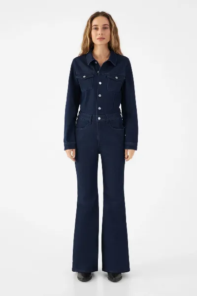 DAWN Dawn Damen vegan Overall Flared Grace Rinse Blau