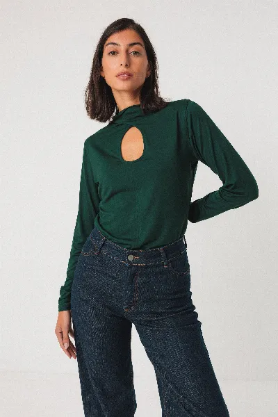 SKFK SKFK Damen vegan T-Shirt High Neck Zur-5 Grün