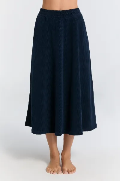 Leela Cotton Leela Cotton Damen vegan Rock Corduroy Mitternachtsblau
