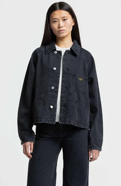 Kings Of Indigo Kings of Indigo Damen vegan Jacke Jeena Stripe Washed Schwarz
