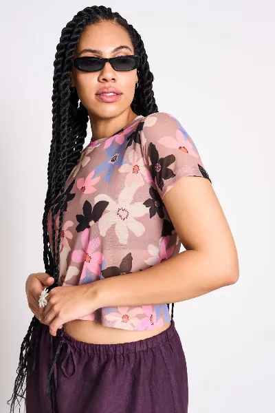 JAN N JUNE JAN 'N JUNE Damen vegan T-Shirt Mesh Evie Wild Bloom