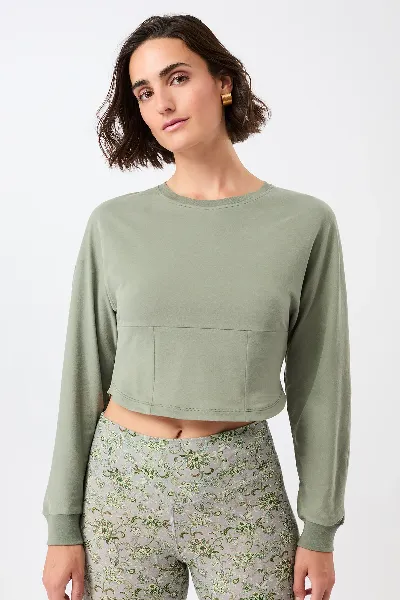 mandala MANDALA Damen vegan Pullover Soft Charcoal Grün