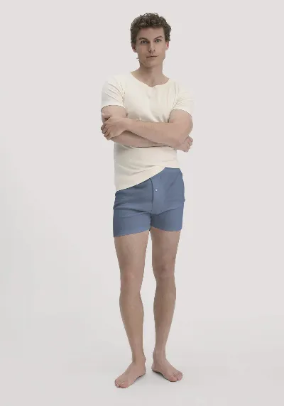 hessnatur hessnatur Herren Boxershorts aus Bio-Baumwolle mit TENCEL™ Modal - blau - Größe 6 = L
