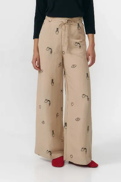 SUITE13LAB SUITE13LAB Damen vegan Hose Ramala Stickerei