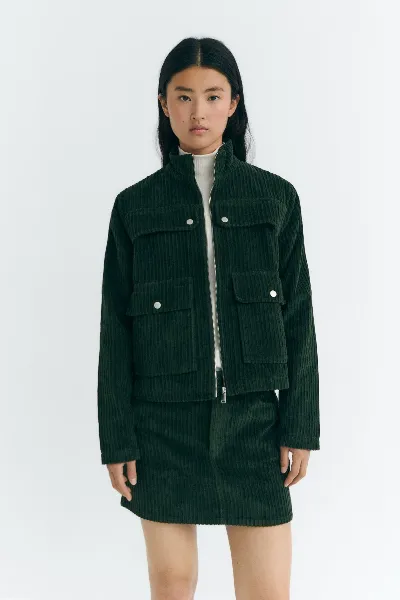 Thinking MU Jacke Celia Corduroy Gr&uuml;n