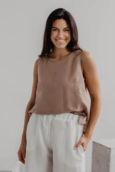 AmourLinen AmourLinen Damen vegan Top Classical Colette Rosy Brown