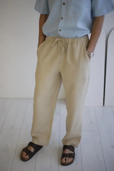 Amber Linen Amber Linen Herren vegan Hose Florida Pale Sand