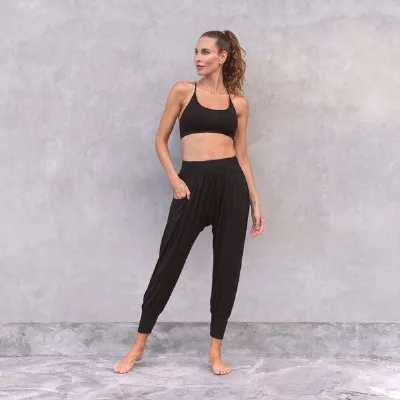 Jaya Jaya MEGAN - Hose im Sarouel-Stil, Taschen, tiefer Schnitt, weich fließender Stoff aus Tencel/Biobaumwolle