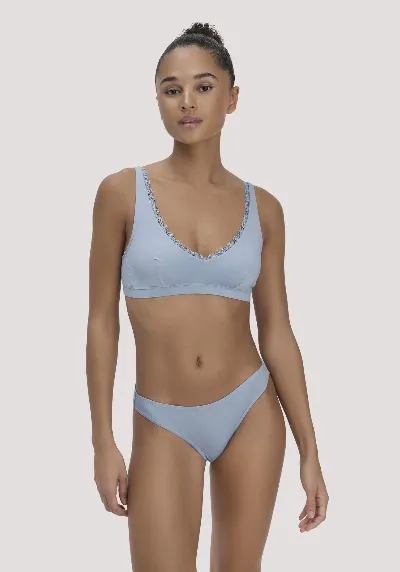 hessnatur hessnatur Damen Bustier COTTON FEEL LACE aus Bio-Baumwolle - blau