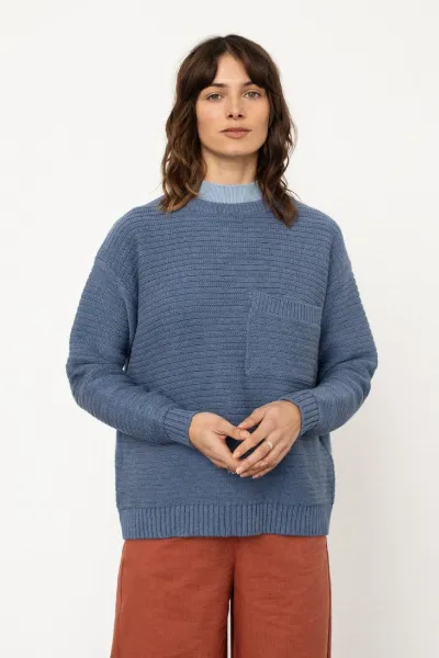 Rotholz Rotholz Damen vegan Pullover Gestrickt Gerippt Blau