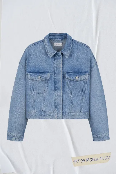 DAWN Dawn Damen vegan Denim Jacket Boxy Amara Art On Broken Pieces