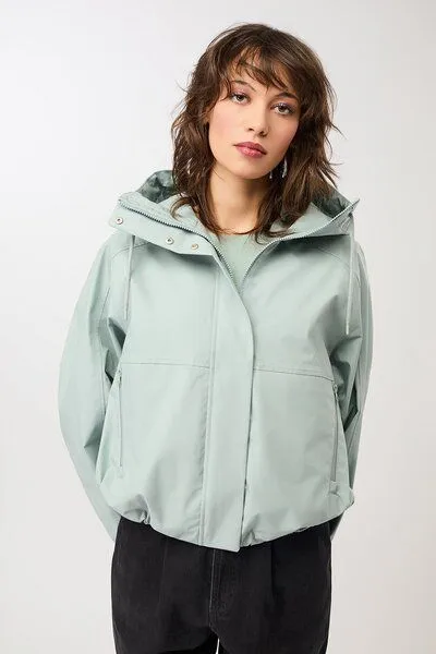 LangerChen LangerChen Kurze Regenjacke mit Reissverschlußtasche