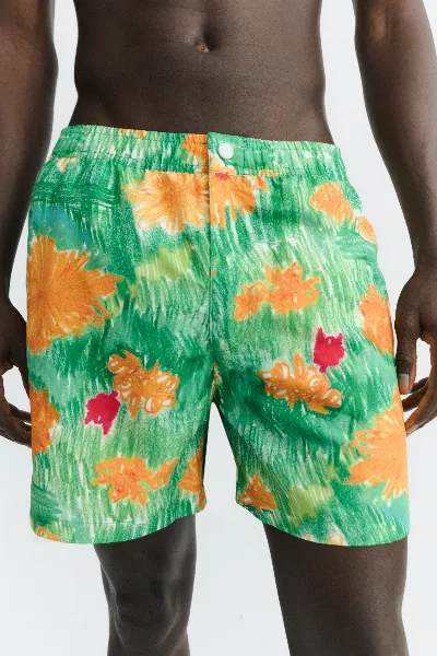 thinking mu Thinking MU Herren vegan Shorts Bademode Liu Crayon Flowers