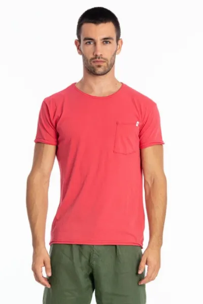 RAVENS VIEW IBIZA RAVENS VIEW IBIZA Herren vegan T-Shirt Rundhalsausschnitt Wild Pocket Electric Red