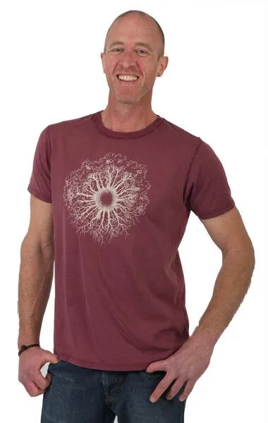 Life-Tree Life-Tree Shirt aus Biobaumwolle Fairwear für Herren WoodenIris in Washed Red/Green