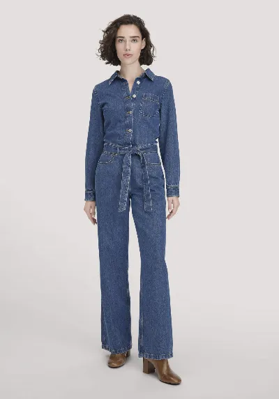 hessnatur hessnatur Damen Jeans Overall Wide Leg aus Bio-Baumwolle mit TENCEL™ Lyocell - blau