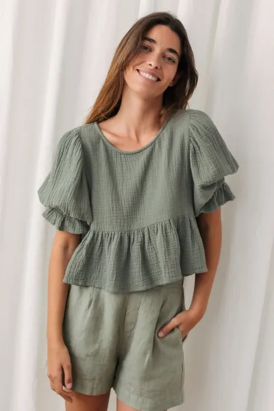 TWOTHIRDS TWOTHIRDS Damen vegan Top Wassiljewski Wüstensalbei