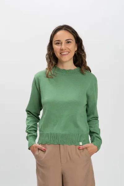 MATONA MATONA Damen vegan Blumenpulli Bohne