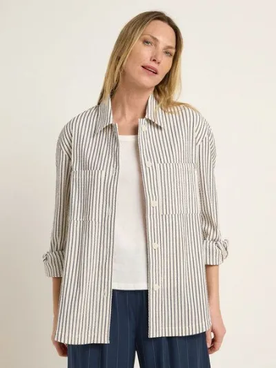 LANIUS LANIUS Streifen Blusenjacke aus Bio-Baumwolle und TENCEL Lyocell