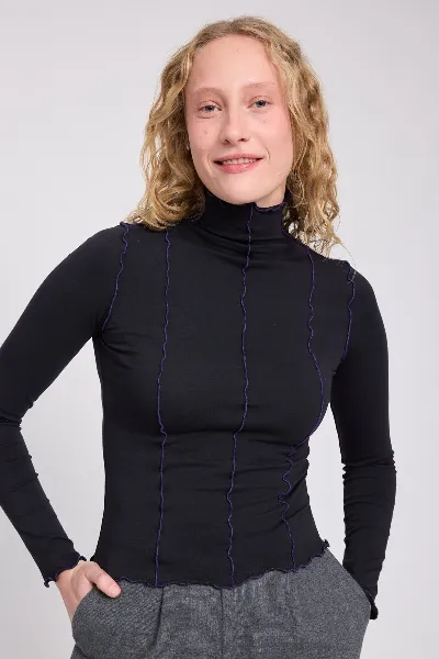 Mazine Longsleeve Babylock Hems Turtleneck Schwarz