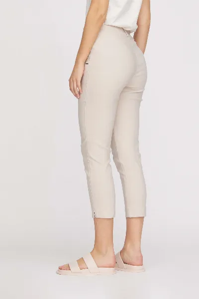 LAURIE LAURIE Damen vegan Crop-Hose Regular Taylor Grau Sand