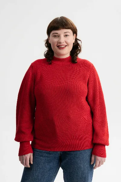 MELA MELA Damen vegan Strickpullover Riya Granatapfel