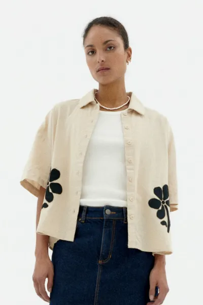 thinking mu Thinking MU Damen vegan Hemd Patched Anna Ecru
