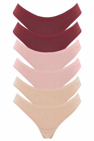 ORGANICATION ORGANICATION Damen vegan Multipack 6er-Pack Tanga Kavinn Beige, Dusty Pink & Bordeaux