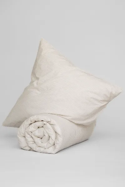 MELA MELA unisex vegan BettwÃ¤scheset Majuli Birke/NaturweiÃŸ Gestreift
