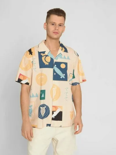 KnowledgeCotton Apparel KnowledgeCotton Apparel Lockeres Hemd - AOP Urskog - aus Bio-Baumwolle