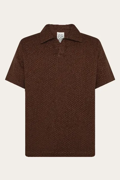 KnowledgeCotton Apparel KnowledgeCotton Apparel Herren vegan Polo Structure Geraspelte Schokolade