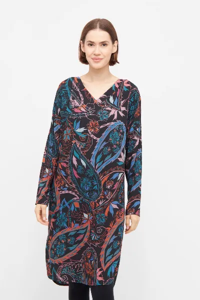 Widda Widda Damen vegan Bluse Tunika Joni Paisley-Muster Mehrfarbig